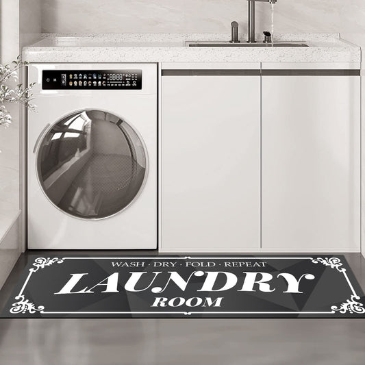 Laundry Room Rug Runner, Light Grey Runner Rug Laundry Rug Non Slip Waterproof Washable Laundry Mat - Laundry Mat Rug Runner For Laundry Room Hallway Bathroom Kitchen Floor